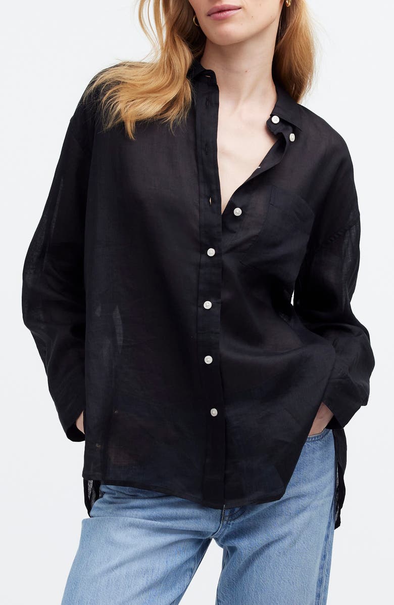 Madewell The Oversized Ramie Button-Up Shirt, Main, color, 