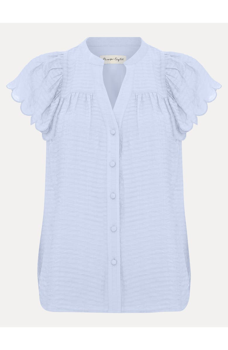 Phase Eight Aleasha Scallop Sleeve V-Neck Blouse, Alternate, color, Pale Blue