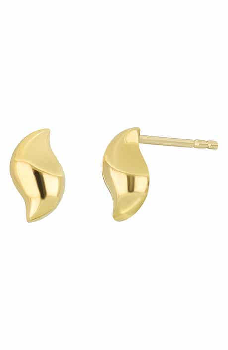 14K Gold Teardrop Stud Earrings