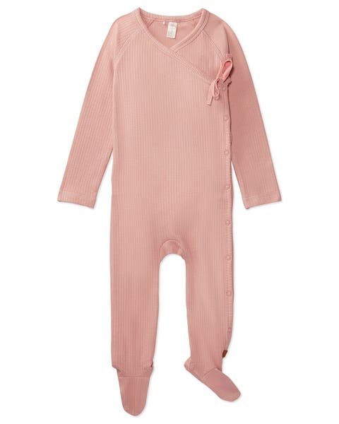 Solid Ribbed Cross Over Tie Footie (Baby)