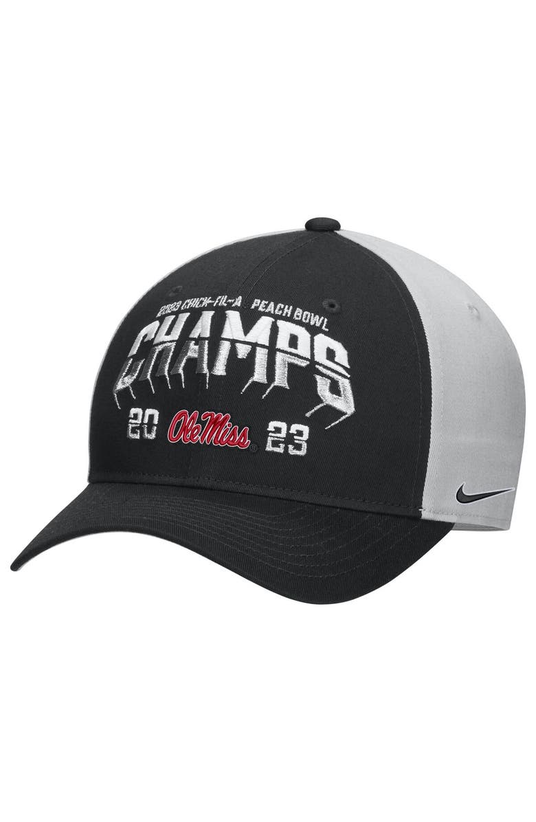 Nike Men's Nike  Black Ole Miss Rebels 2023 Peach Bowl Champions Locker Room Adjustable Hat, Main, color, 
