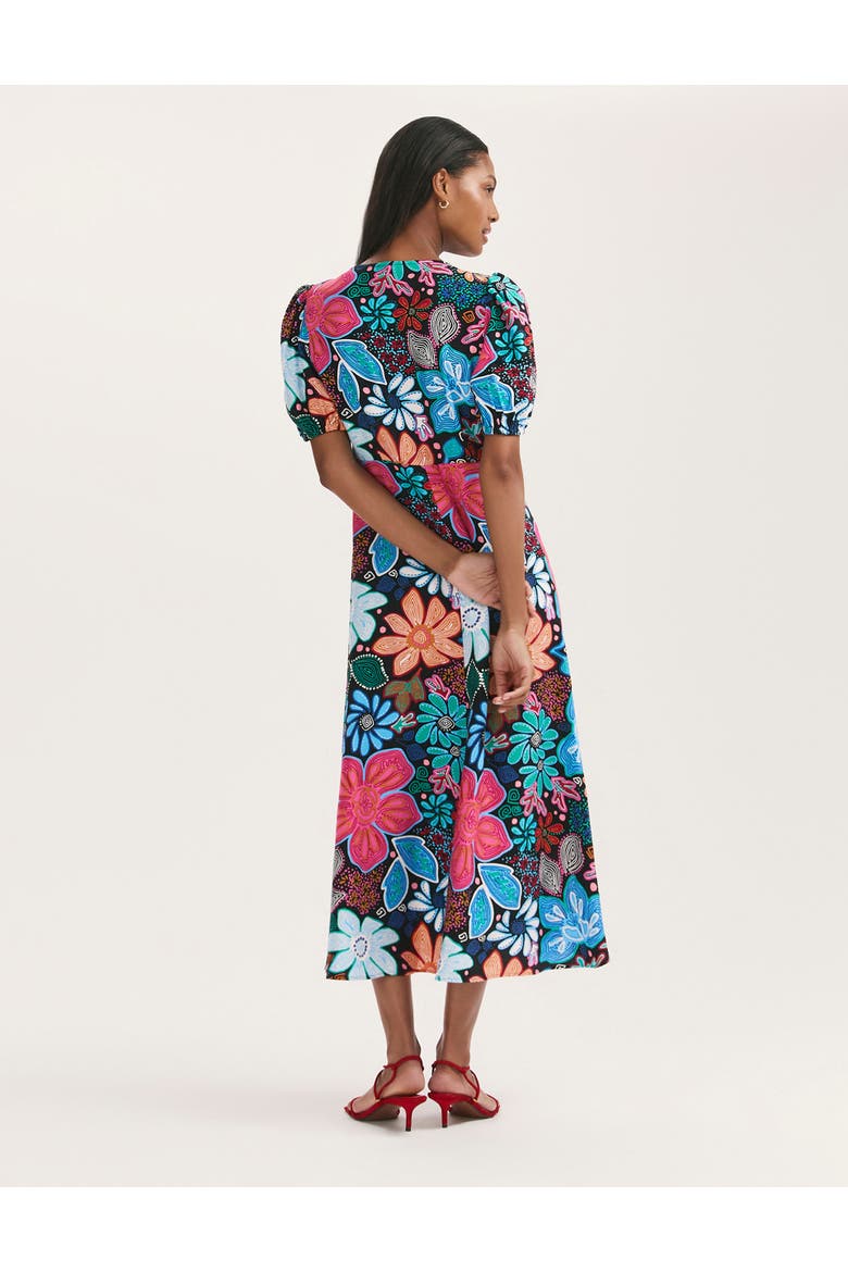 Sarah Floral Button Down Midi Dress, Alternate, color, Blue Floral