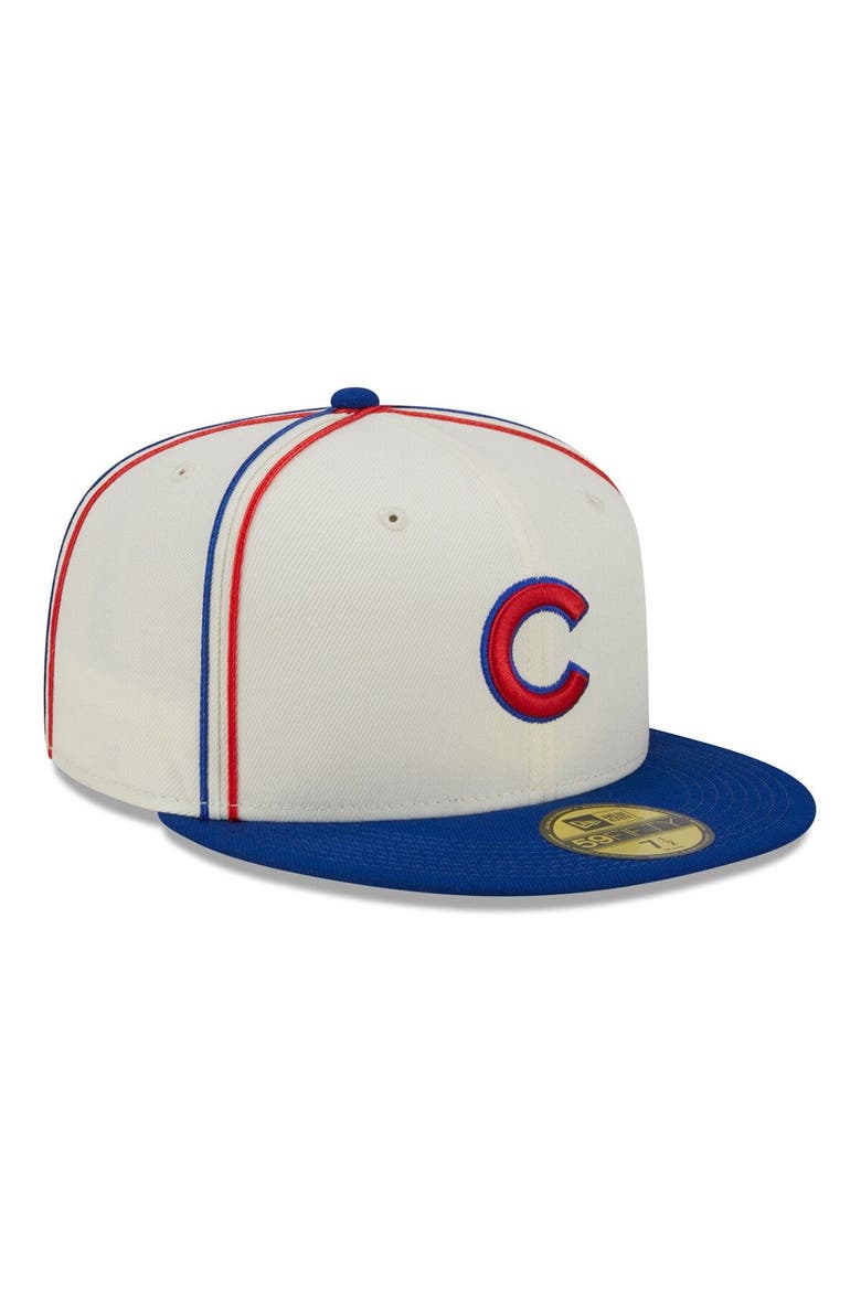 Men's New Era  Cream/Royal Chicago Cubs Chrome Sutash 59FIFTY Fitted Hat, Alternate, color, Cream