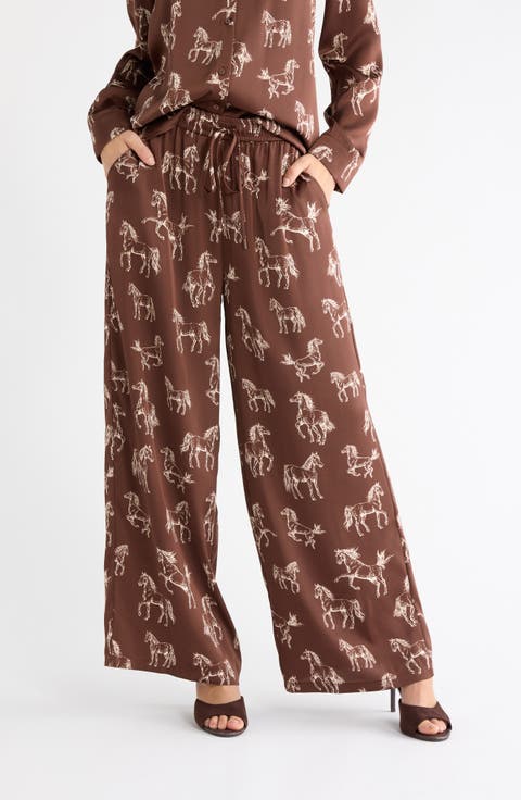 Horse Print Wide Leg Pants