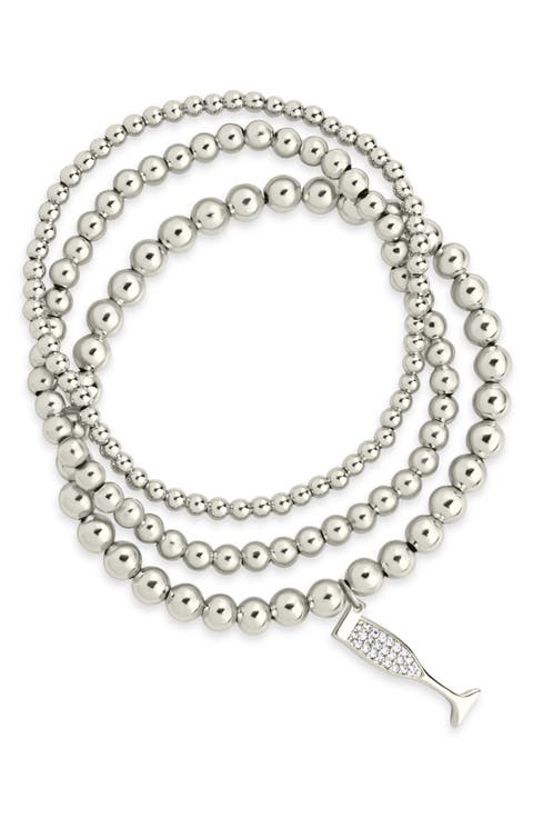 Raise a Glass Crystal & Beaded Wrap Bracelet