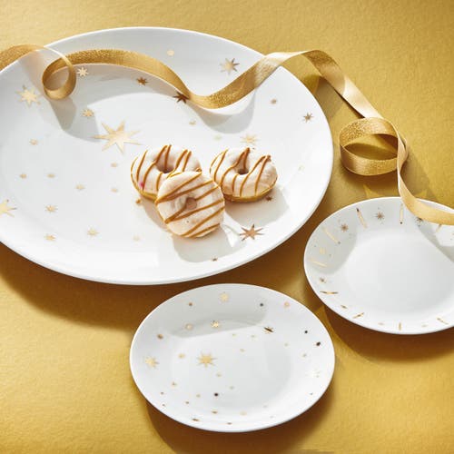 Tag Starlight Gold Bone China Round Serving Platter Christmas In White