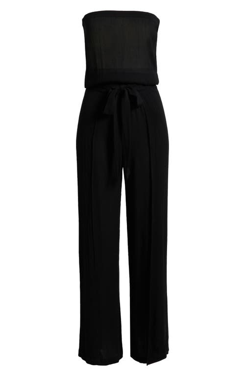 Elan Strapless Cover-up Jumpsuit In Black