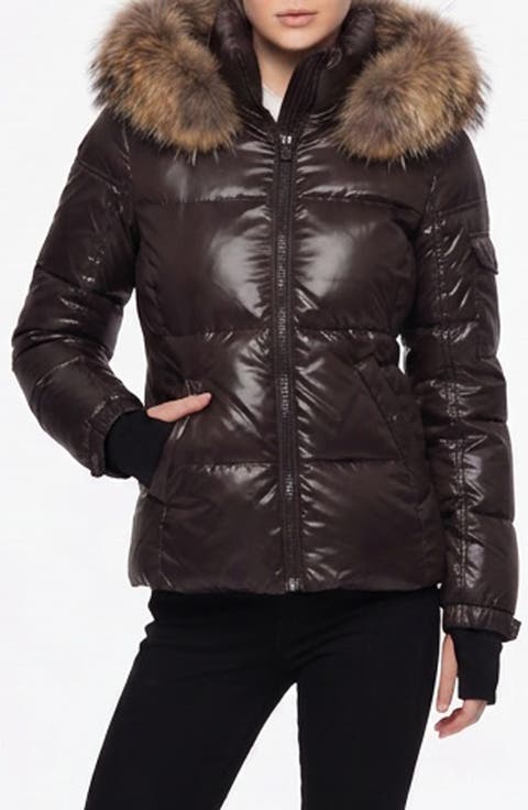 Allie Water Repellent Puffer Jacket with Removable Faux Fur Trim Hood