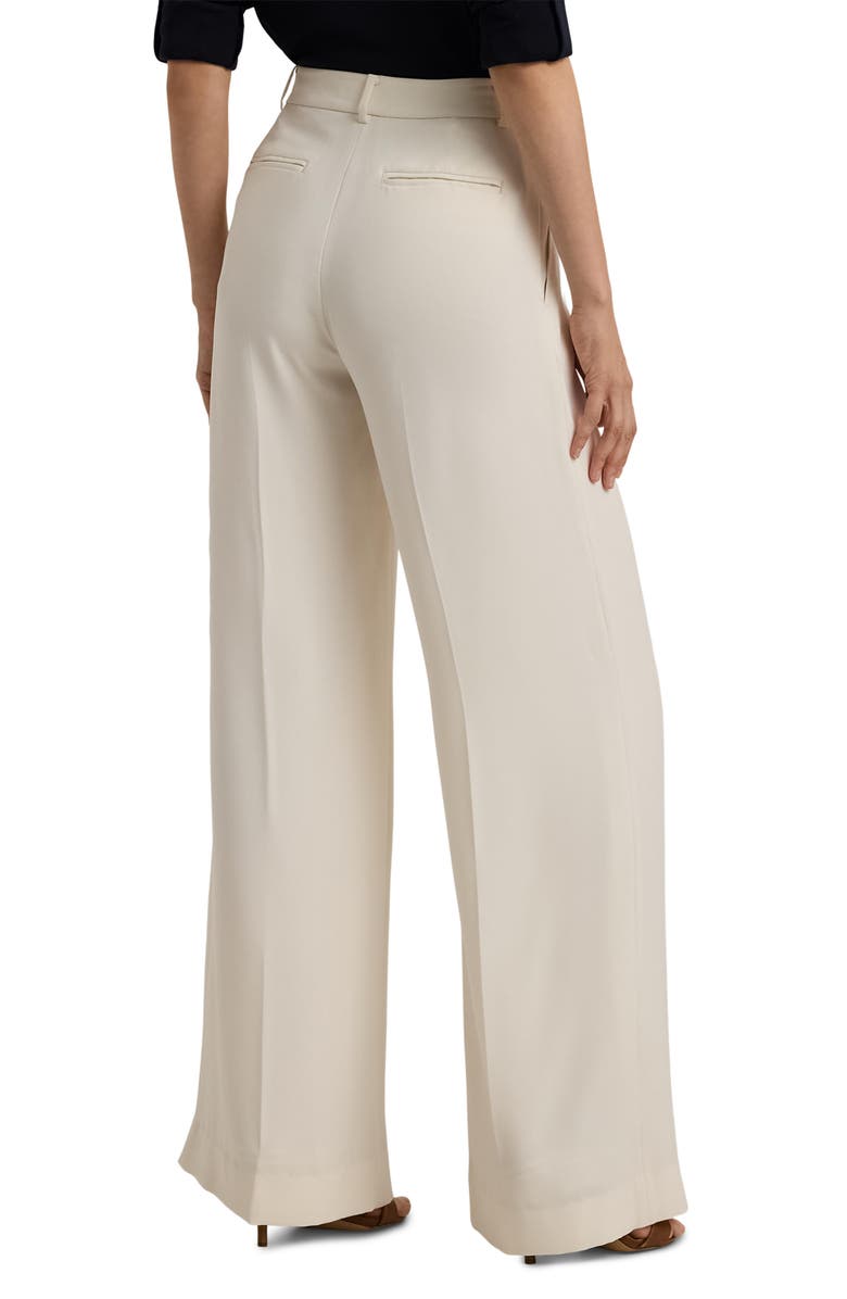 Lauren Ralph Lauren Double Faced Georgette Wide Leg Pants, Alternate, color, Mascarpone Cream