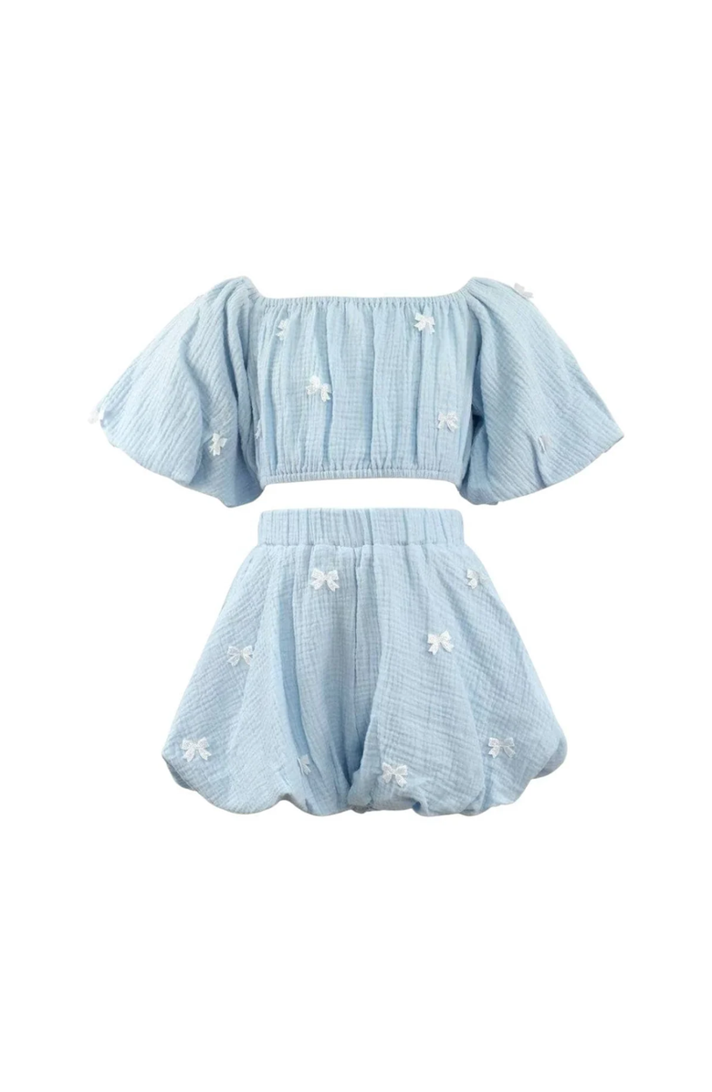 Lola + The Boys Pastel Hailey Bow Bubble Set, Main, color, Blue