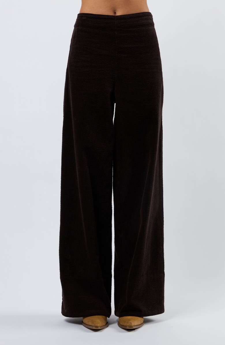 Viens Avec Moi The Odyssey Wide Leg Corduroy Pants, Main, color, Brown
