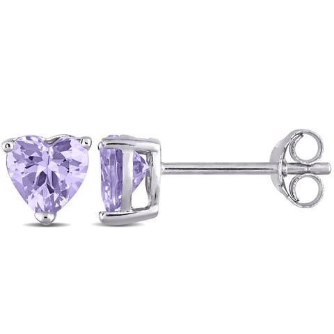 Color Zirconia Heart Stud Earrings