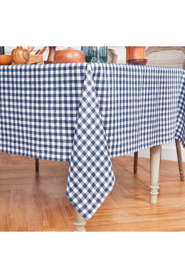 Linen Tablecloth - Gingham Check, Alternate, color, Navy