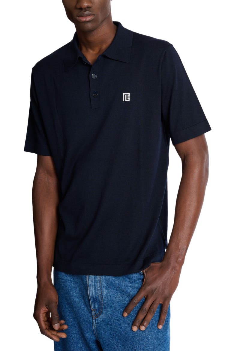 Embroidered cotton polo, Alternate, color, navy