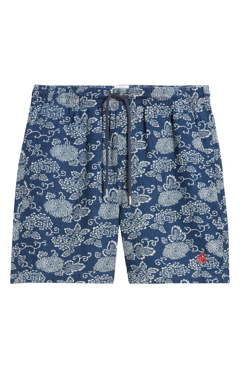 Brooks Brothers Floral Linen & Cotton Drawstring Shorts, Alternate, color, 