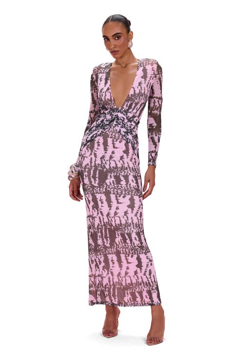 Botanic Stripe Plunge Maxi Dress