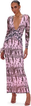 PatBO Botanic Stripe Plunge Maxi Dress