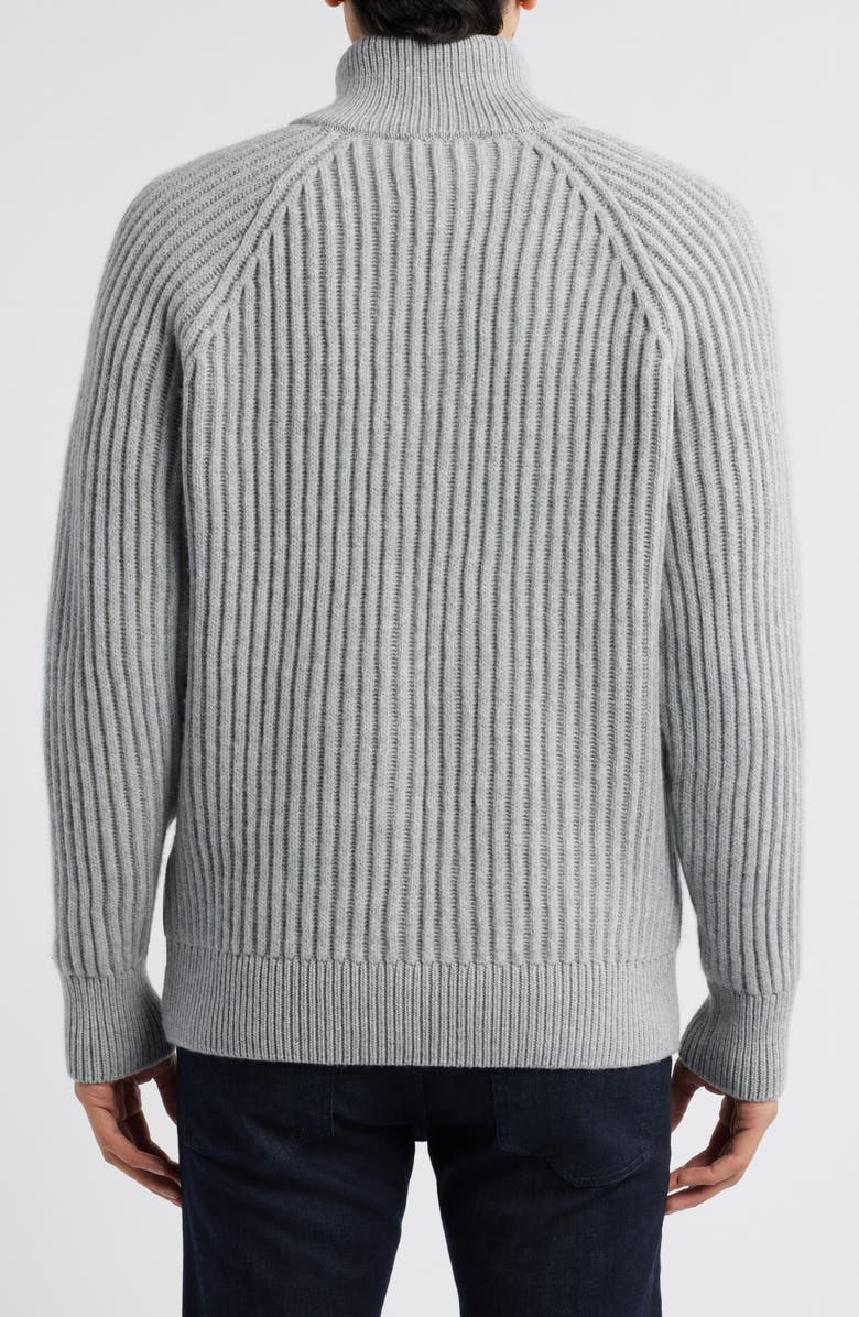 BOSS Camel Erbo Virgin Wool & Cashmere Rib Zip Cardigan, Alternate, color, Open Grey