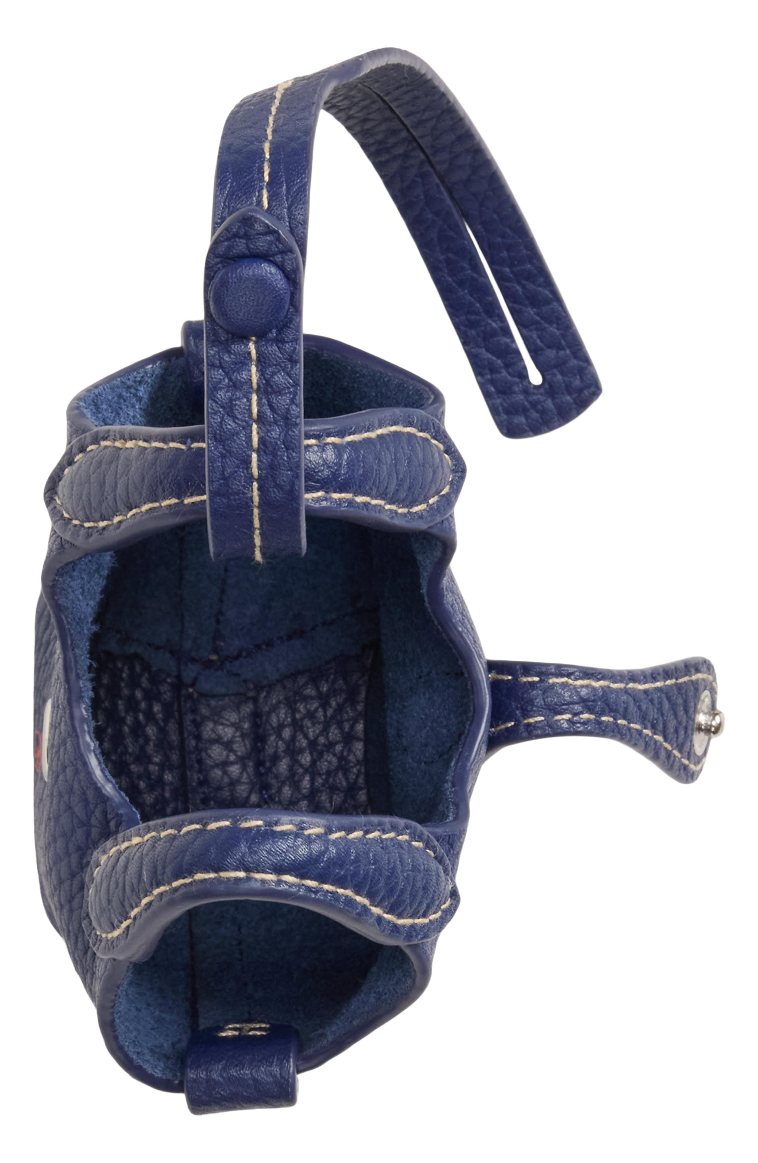 Pebbled Leather Micro Tote Bag Charm, Alternate, color, INK