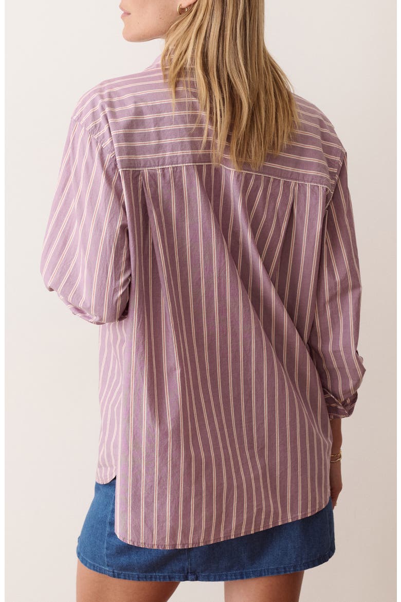 Jane Relaxed Pima Cotton Shirt, Alternate, color, PURPLE STRIPE