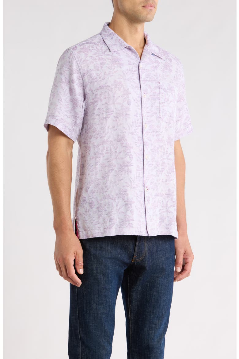Torres Gardens Floral Jacquard Short Sleeve Button-Up Shirt, Alternate, color, WILD ASTER
