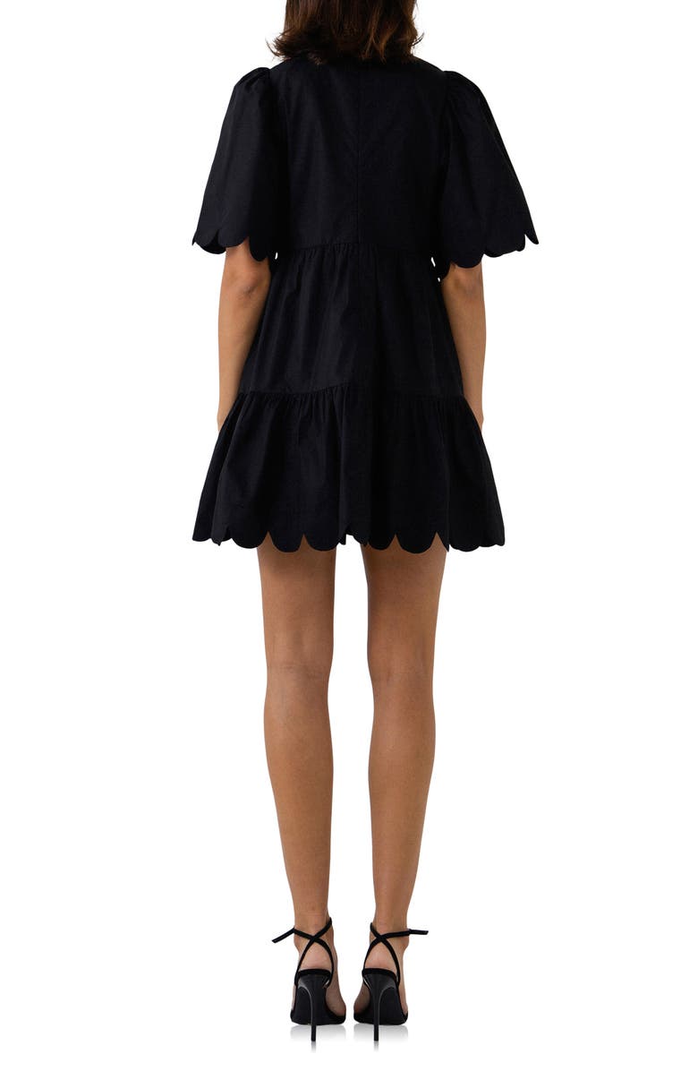 English Factory Scallop Minidress, Alternate, color, Black