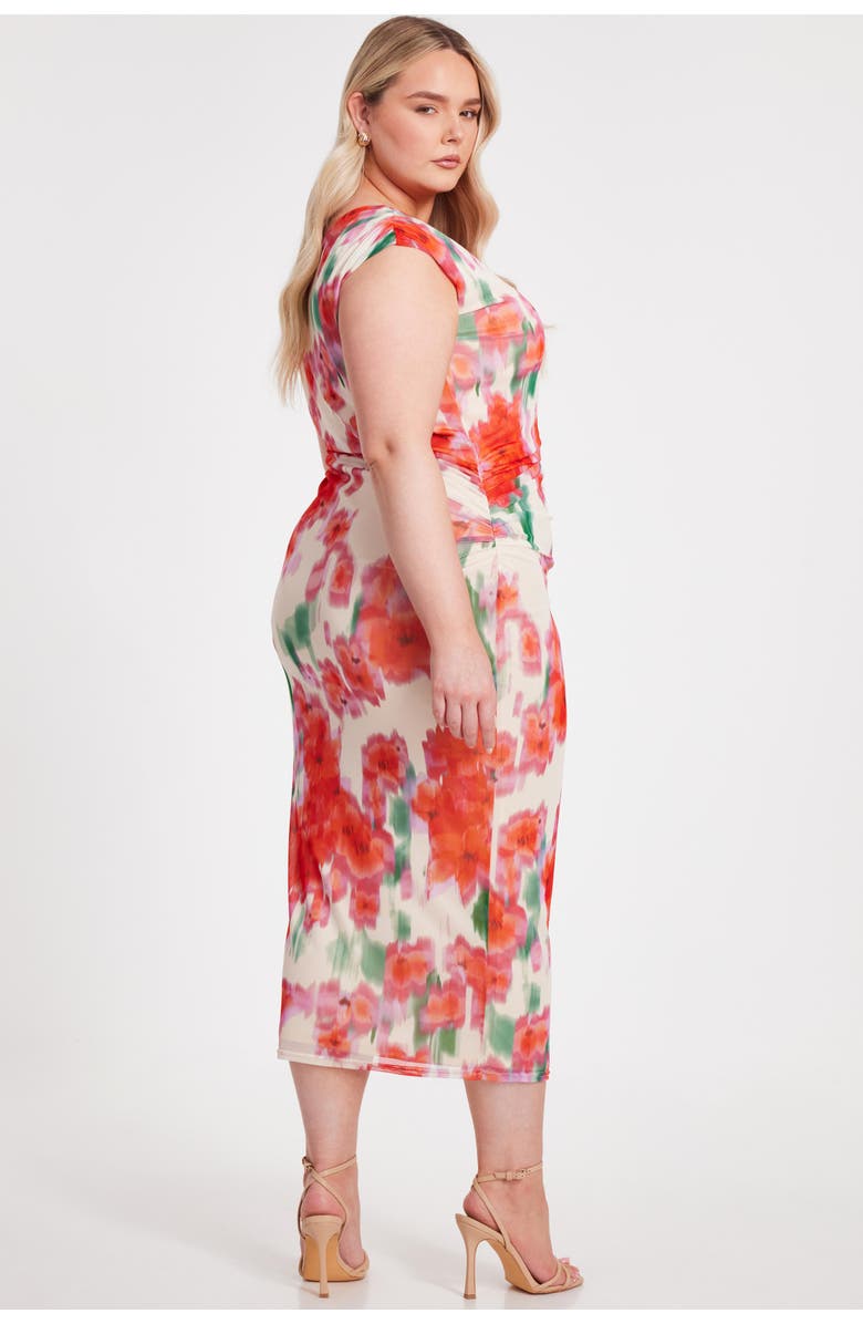 QUIZ Plus Size One Shoulder Mesh Maxi Dress, Alternate, color, Multi