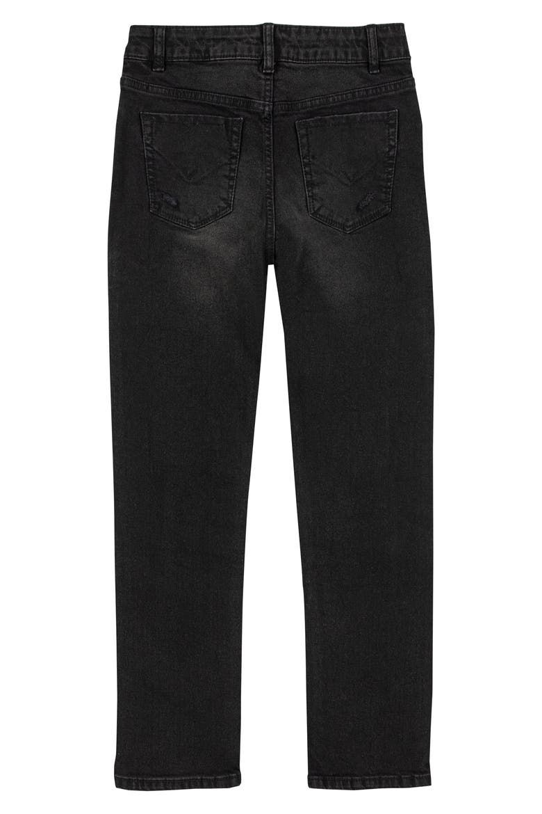 Kids' Destructed Straight Leg Jeans, Alternate, color, WASHED BLACK