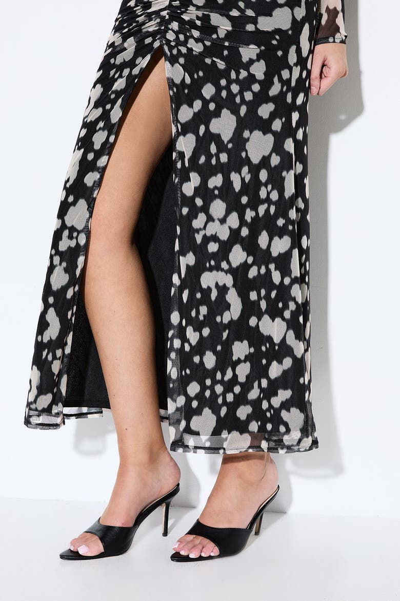 Spot Print Mesh Scarf Dress, Alternate, color, Black