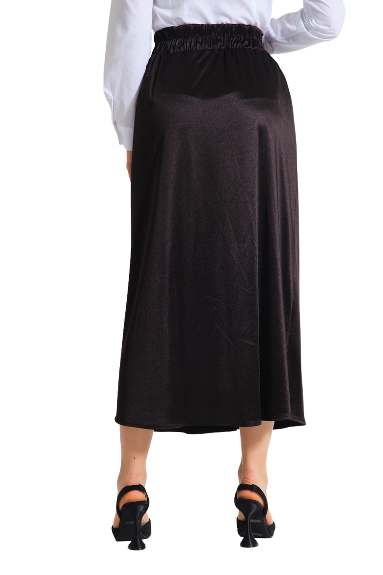 Waisted Pleated Midi Skirt, Alternate, color, Black