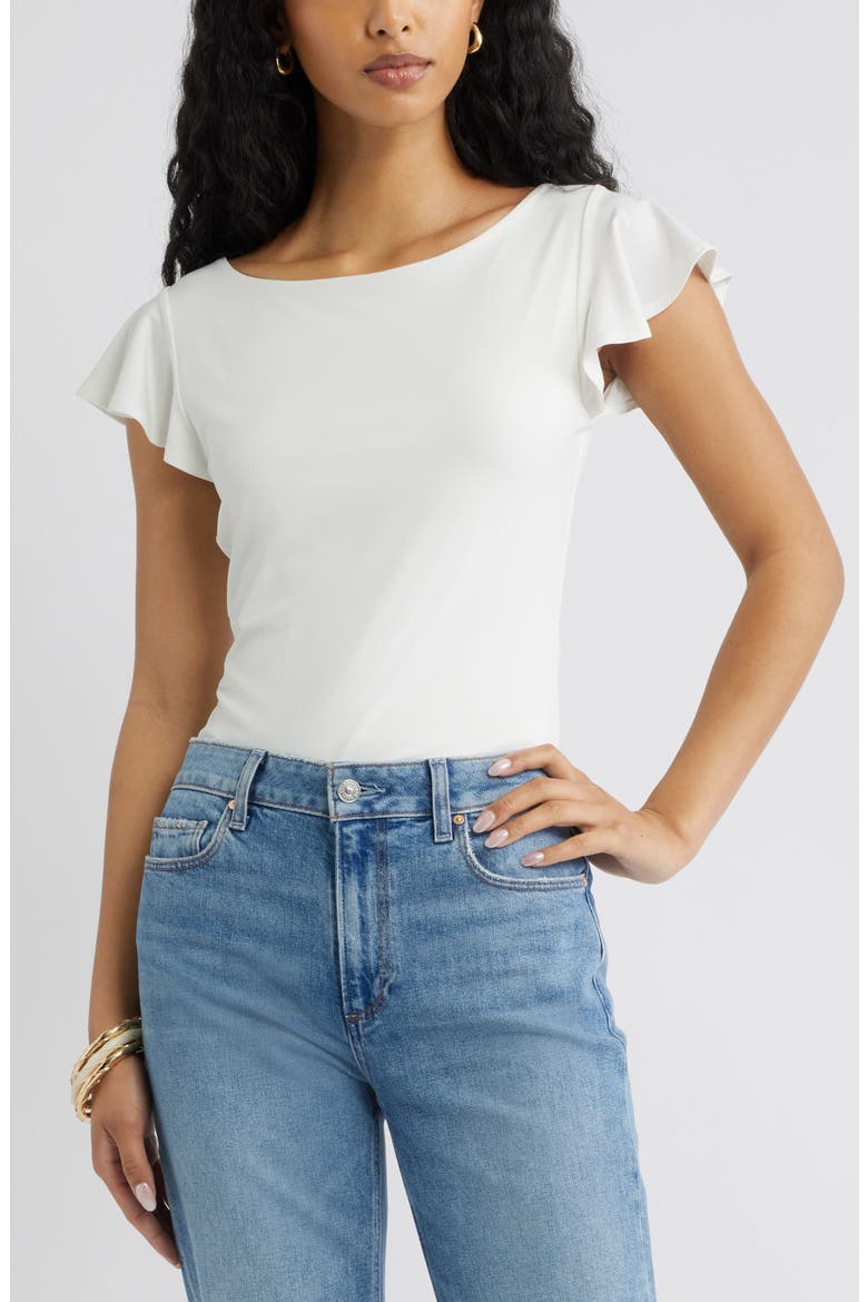 Flutter Sleeve Top, Main, color, IVORY
