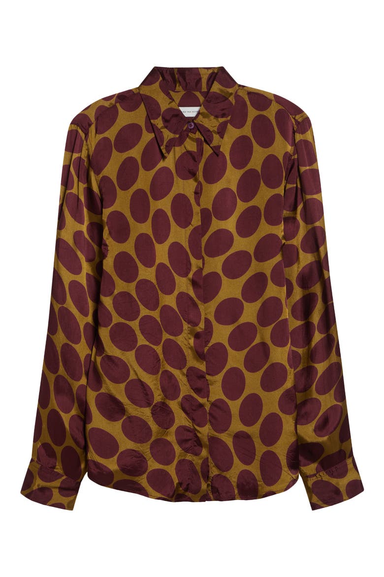 Chowy Fountain of Eggs Print Twill Button-Up Shirt, Alternate, color, CAMEL