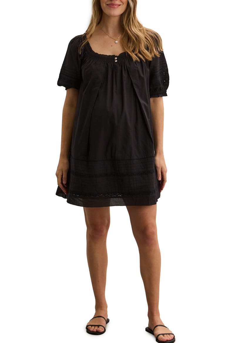 The Lottie Secret Nursing Mini Dress, Main, color, Black