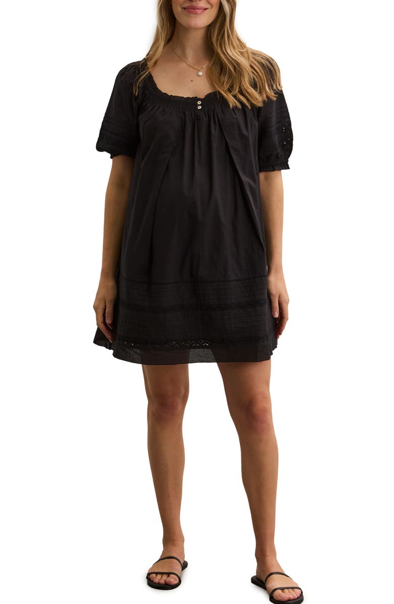 HATCH Collection The Lottie Secret Nursing Mini Dress, Main, color, Black