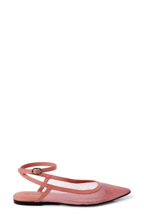 Free People Jules Glitter Mesh Pointed Toe Ankle Strap Flat In Cloud Pink