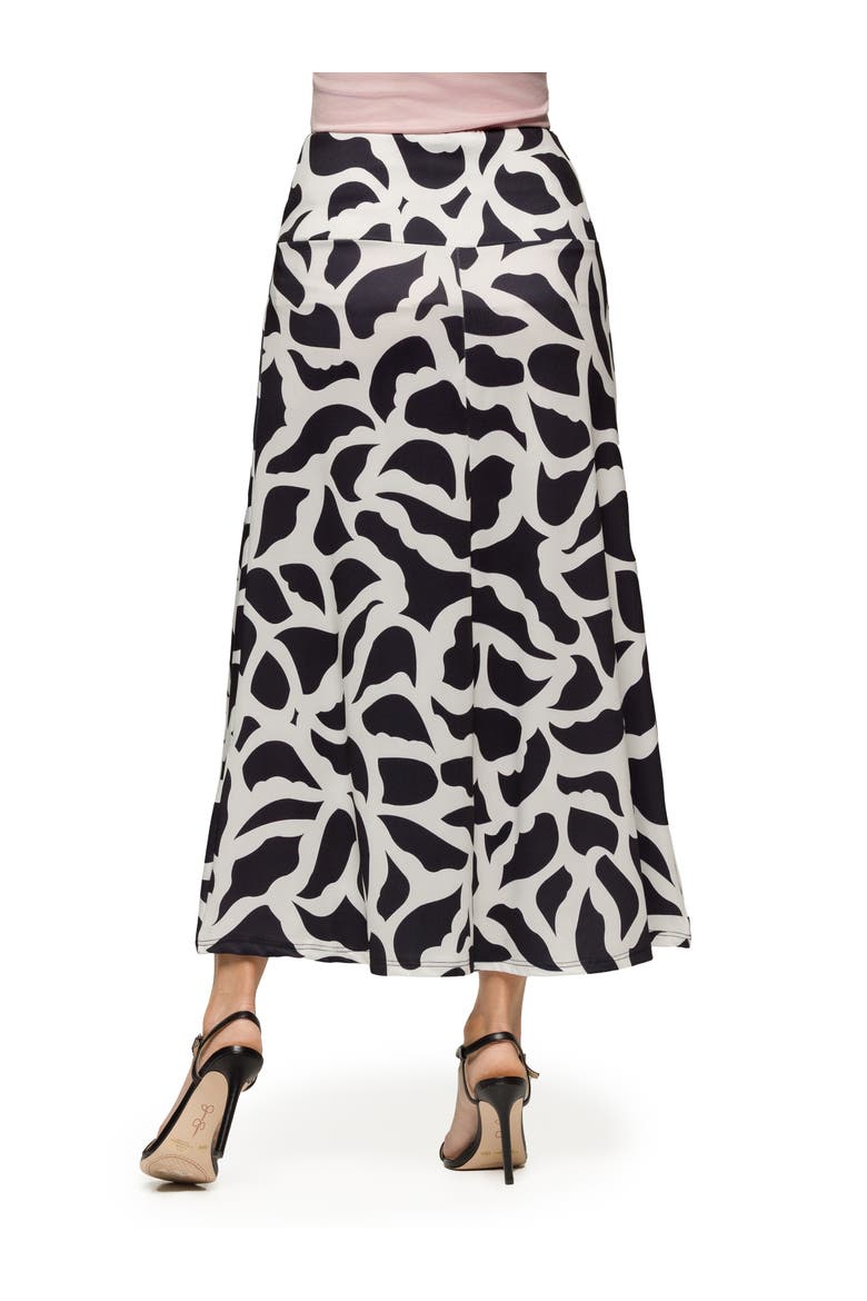 Maternity Black and White Print Elastic Waist A-Line Maxi Skirt, Alternate, color, Black Multi