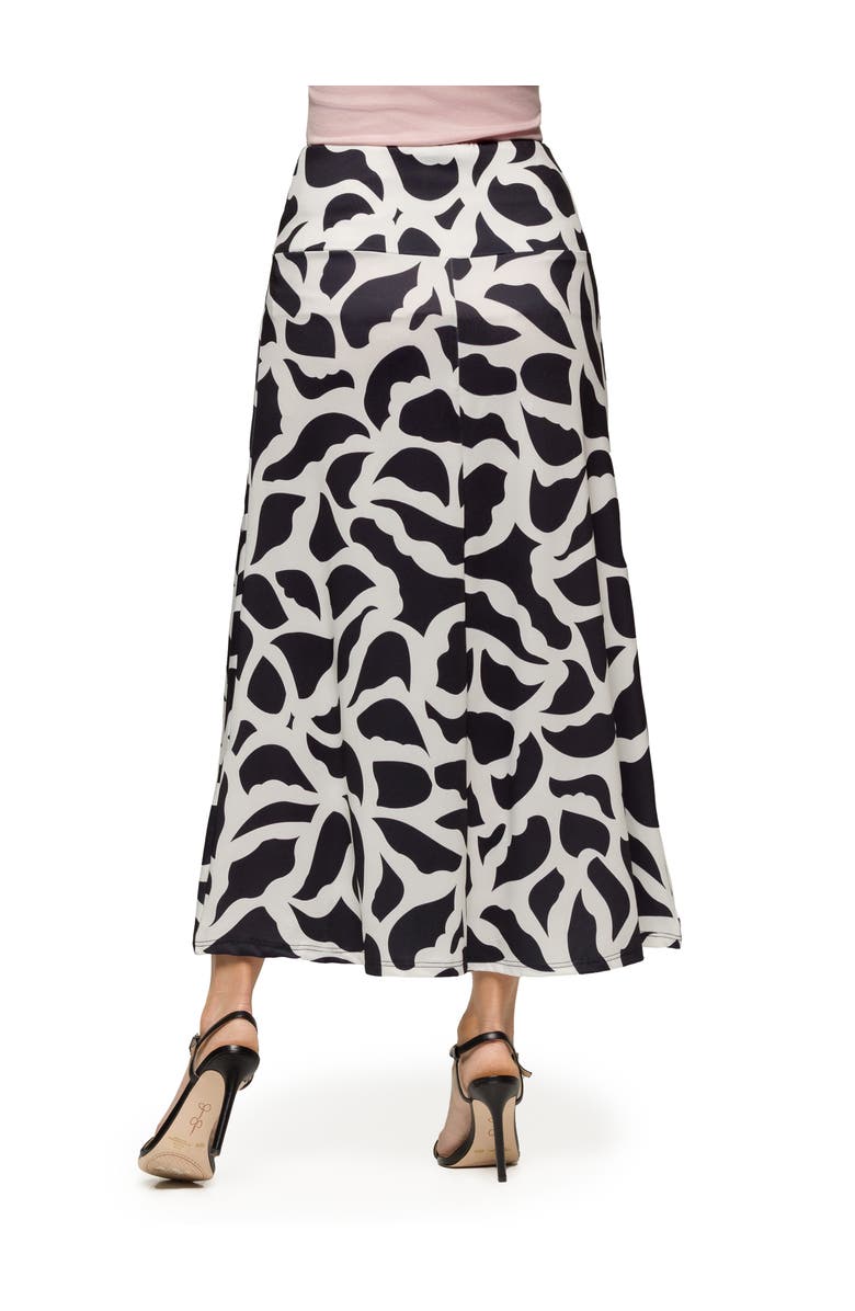 24seven Comfort Apparel Maternity Black and White Print Elastic Waist A-Line Maxi Skirt, Alternate, color, Black Multi