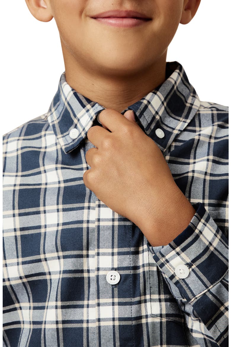 Kids' Bailes Plaid Button-Up Shirt, Alternate, color, NAVY BLUE
