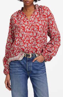 Madewell Paisley Shirred Popover Top