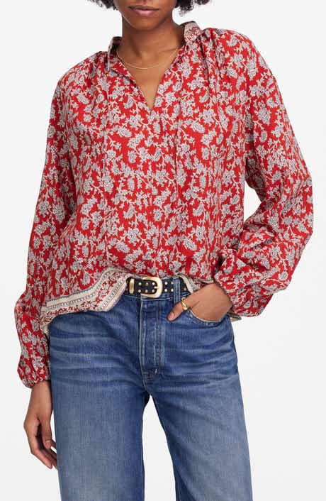 Madewell Paisley Shirred Popover Top