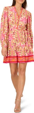 Adrianna Papell Printed Long Sleeve Dress