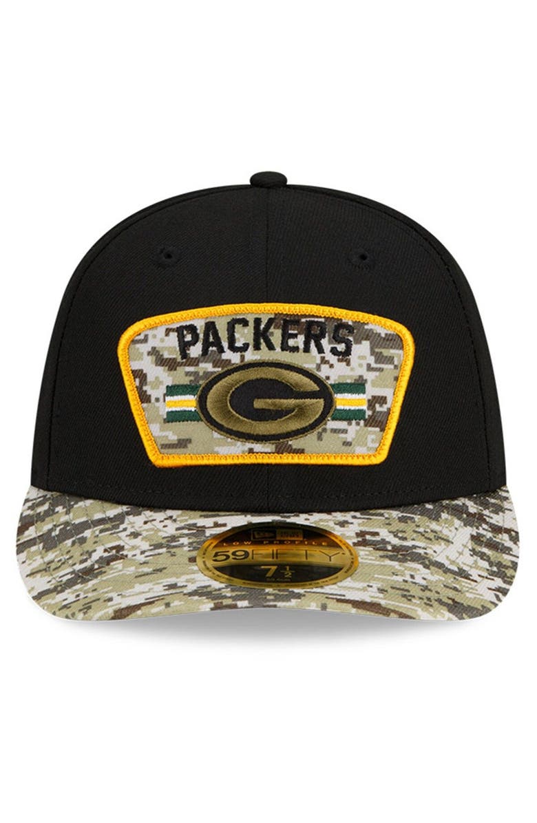 New Era Men's New Era Black/Camo Green Bay Packers 2021 Salute To Service Low Profile 59FIFTY Fitted Hat, Alternate, color,