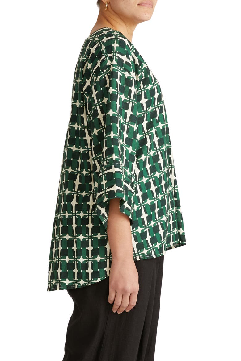 Elio Print Linen Blend Top, Alternate, color, GREEN TRELLIS PRINT
