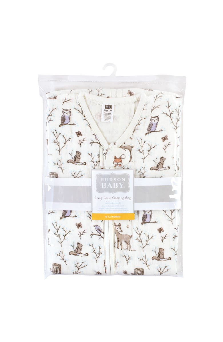 Hudson Baby Soft Muslin Long-Sleeve Sleep Swaddle, Alternate, color, Enchanted Forest