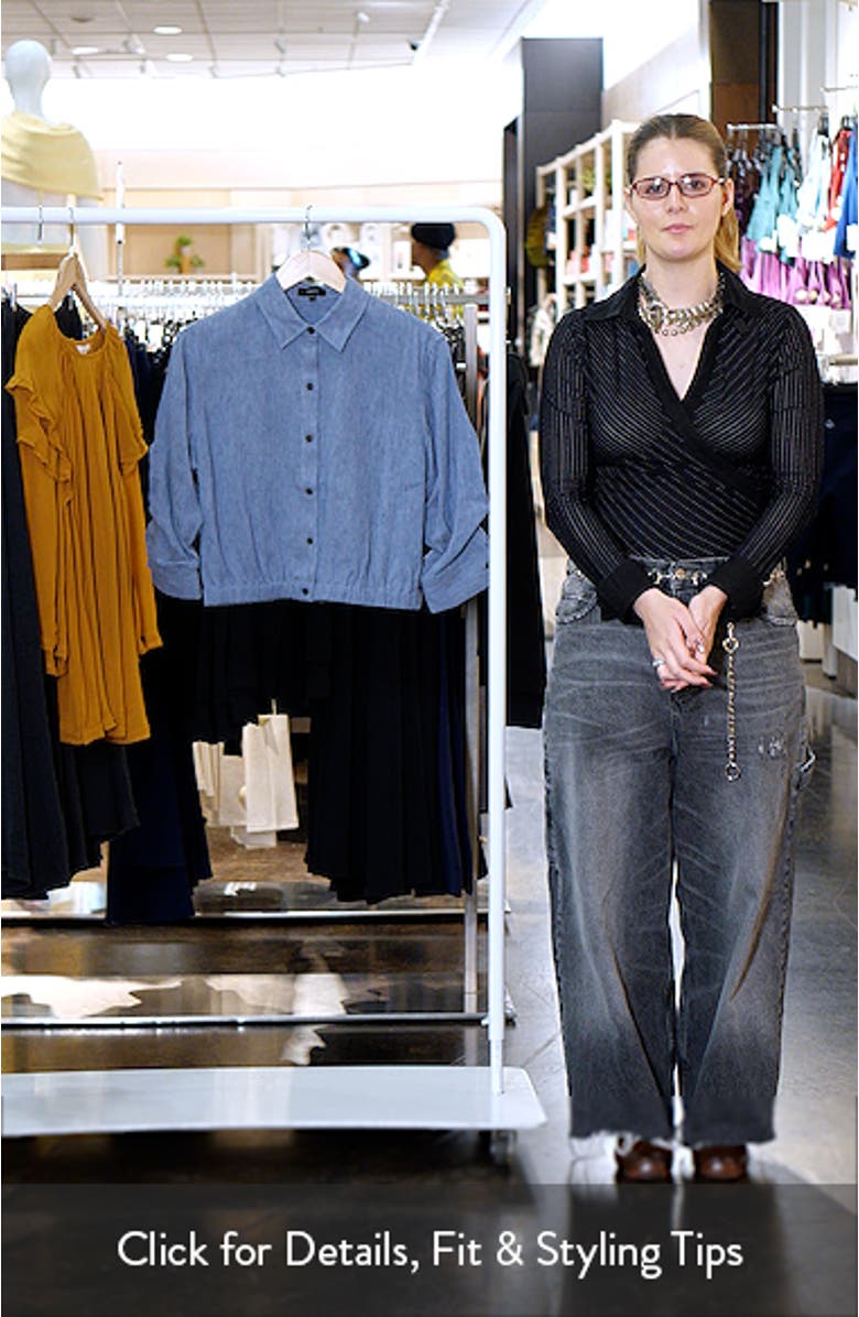 Scrunch Sleeve Chambray Crop Button-Up Top, sales video thumbnail