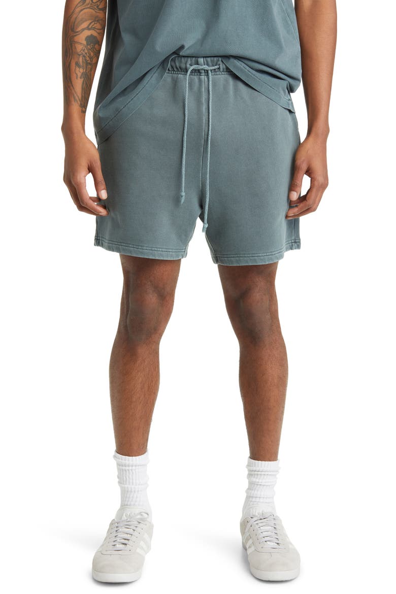 Core Organic Cotton Brushed Terry Sweat Shorts, Main, color, VINTAGE SLATE
