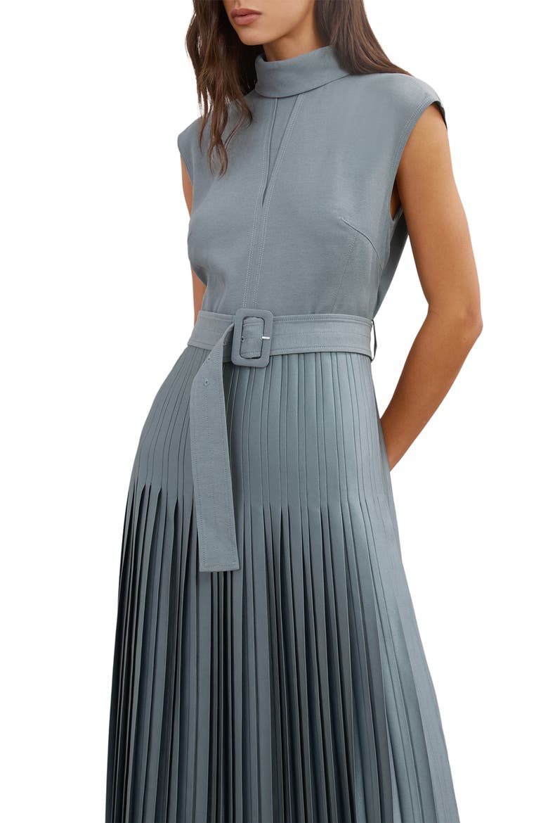 Ania Belted Pleated Maxi Dress, Alternate, color, BLUE