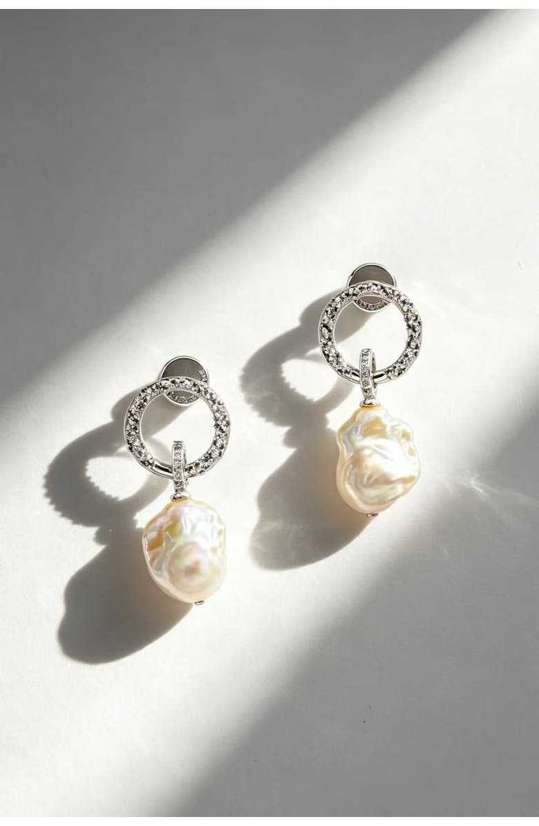 Classicharms Nina Baroque Pearl Drop Earrings, Alternate, color, Silver