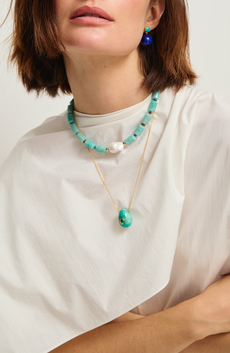 Lizzie Fortunato Constance Pendant Necklace, Alternate, color, Green