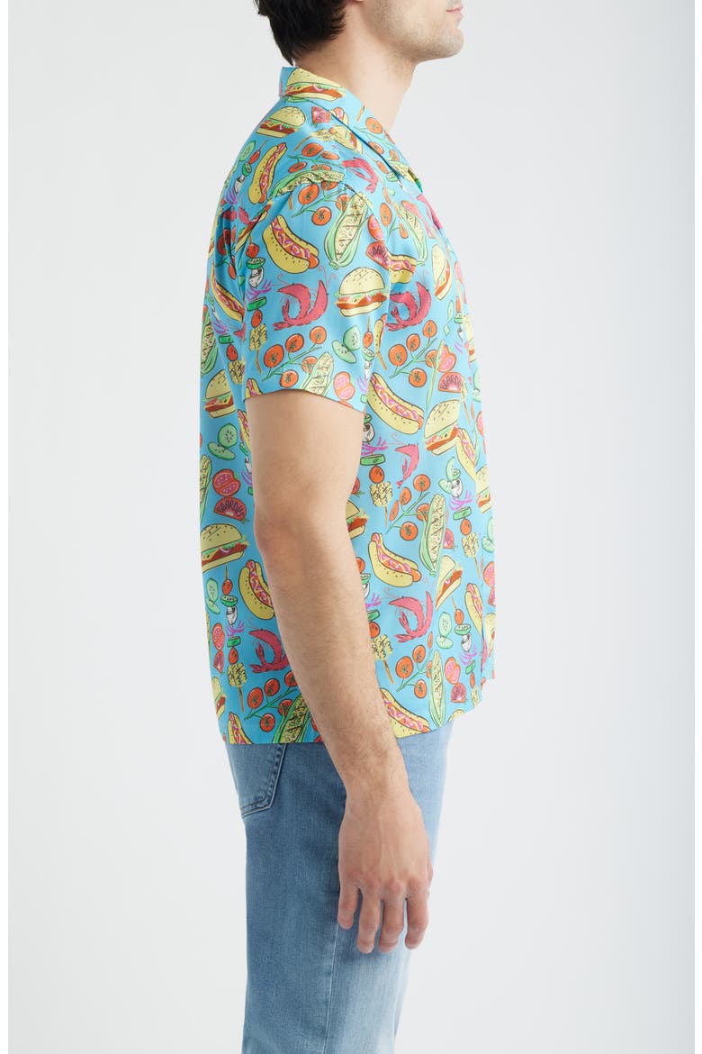Barbecue Print Camp Shirt, Alternate, color, BLUE